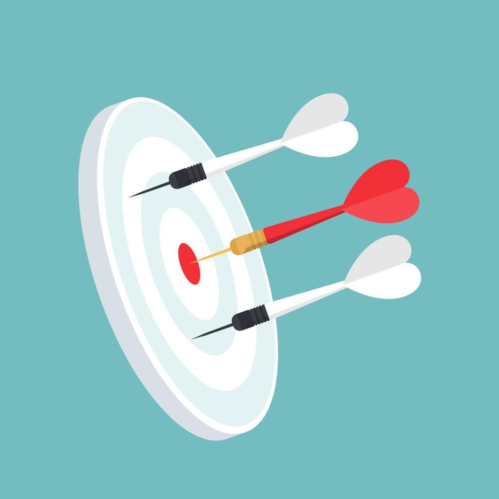 Darts with success target concept. Vector illustration