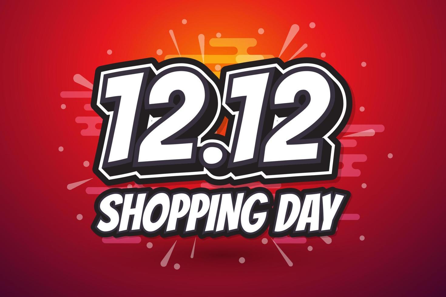 12.12 Shopping day font design on red background. Vector illustration