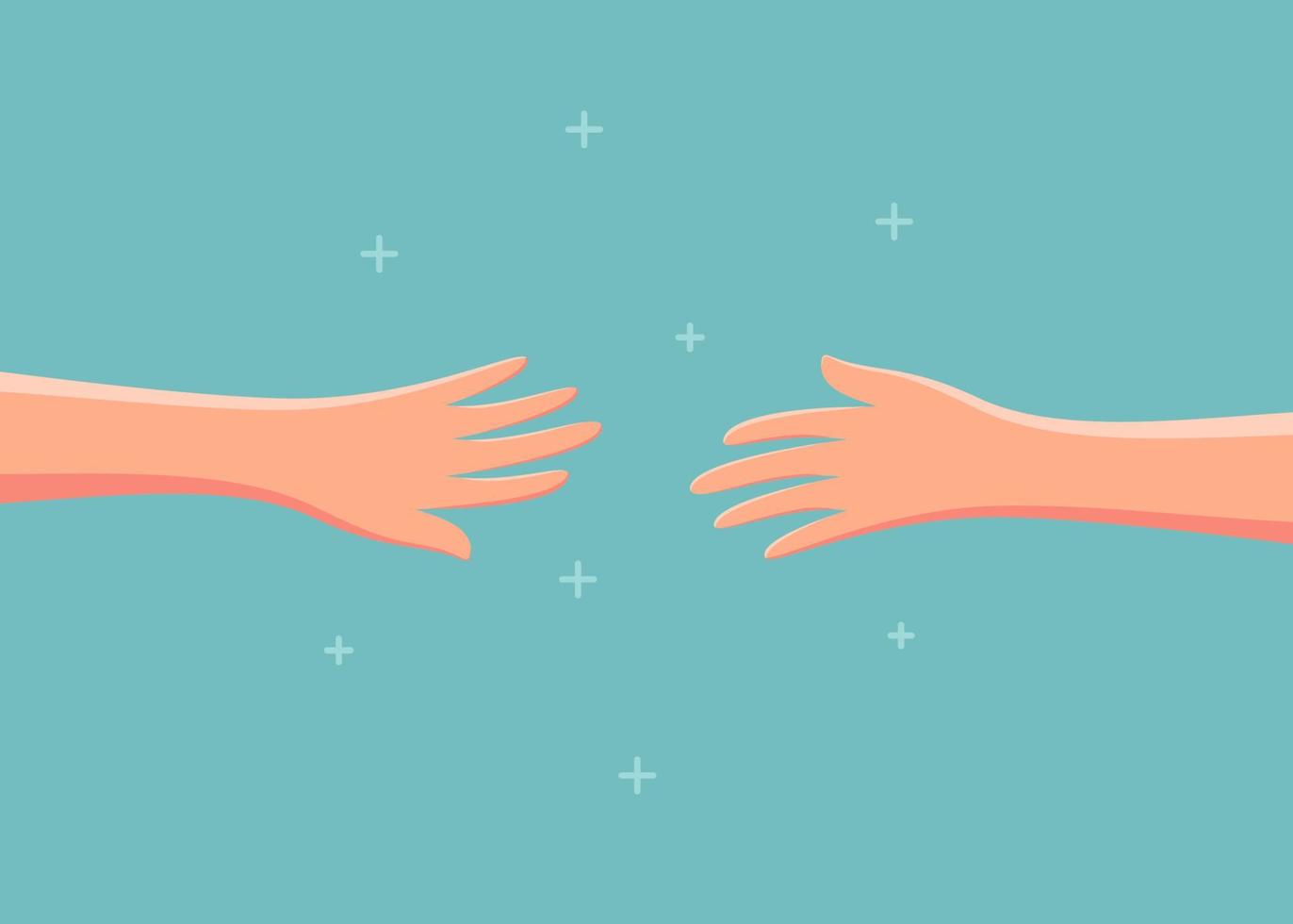 Two hands reaching out to each other. Vector illustration