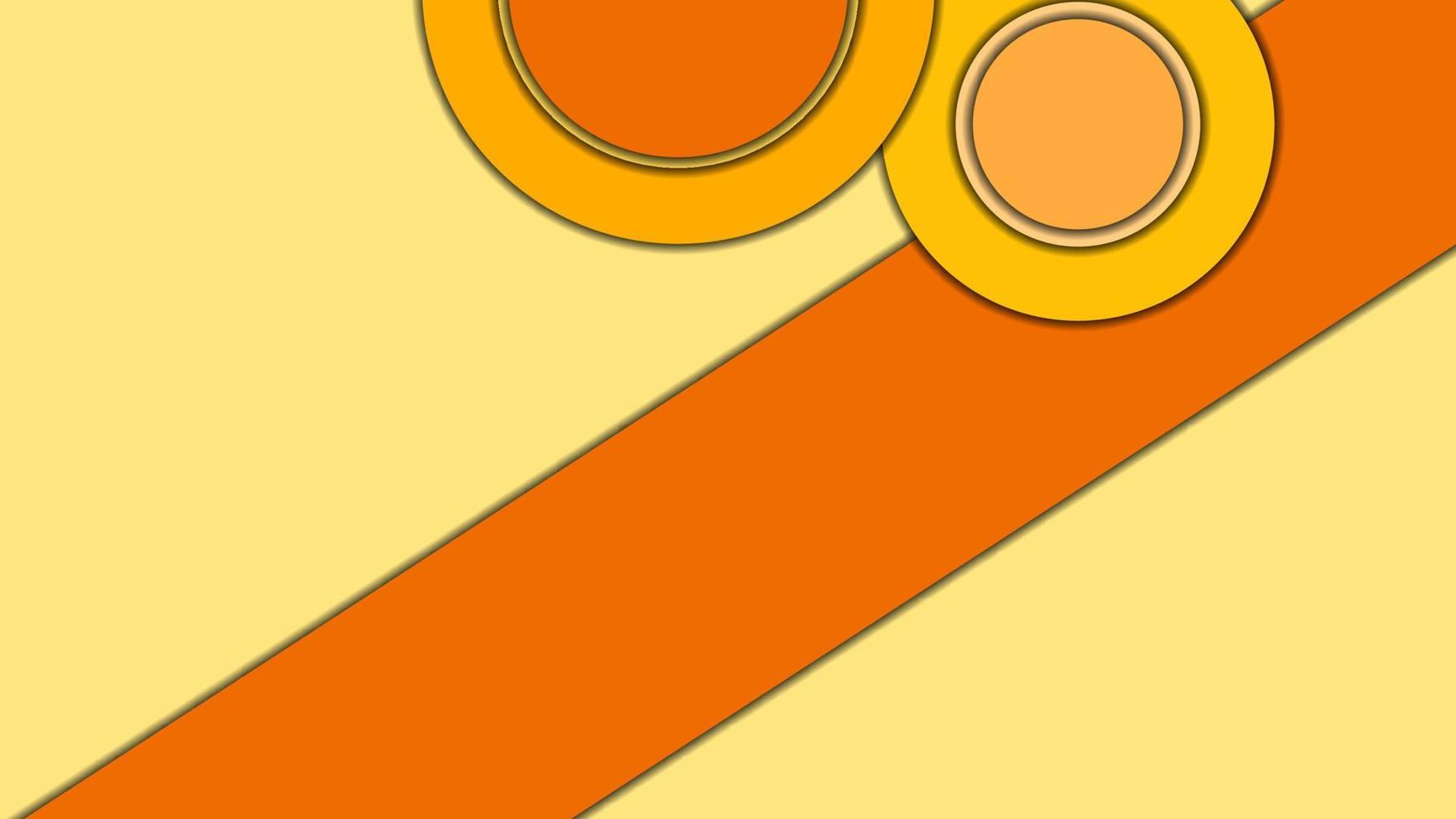 Abstract geometric vector background in Material design style with a limited harmonized palette, with concentric circles and rotated rectangles with shadows, imitating cut paper.