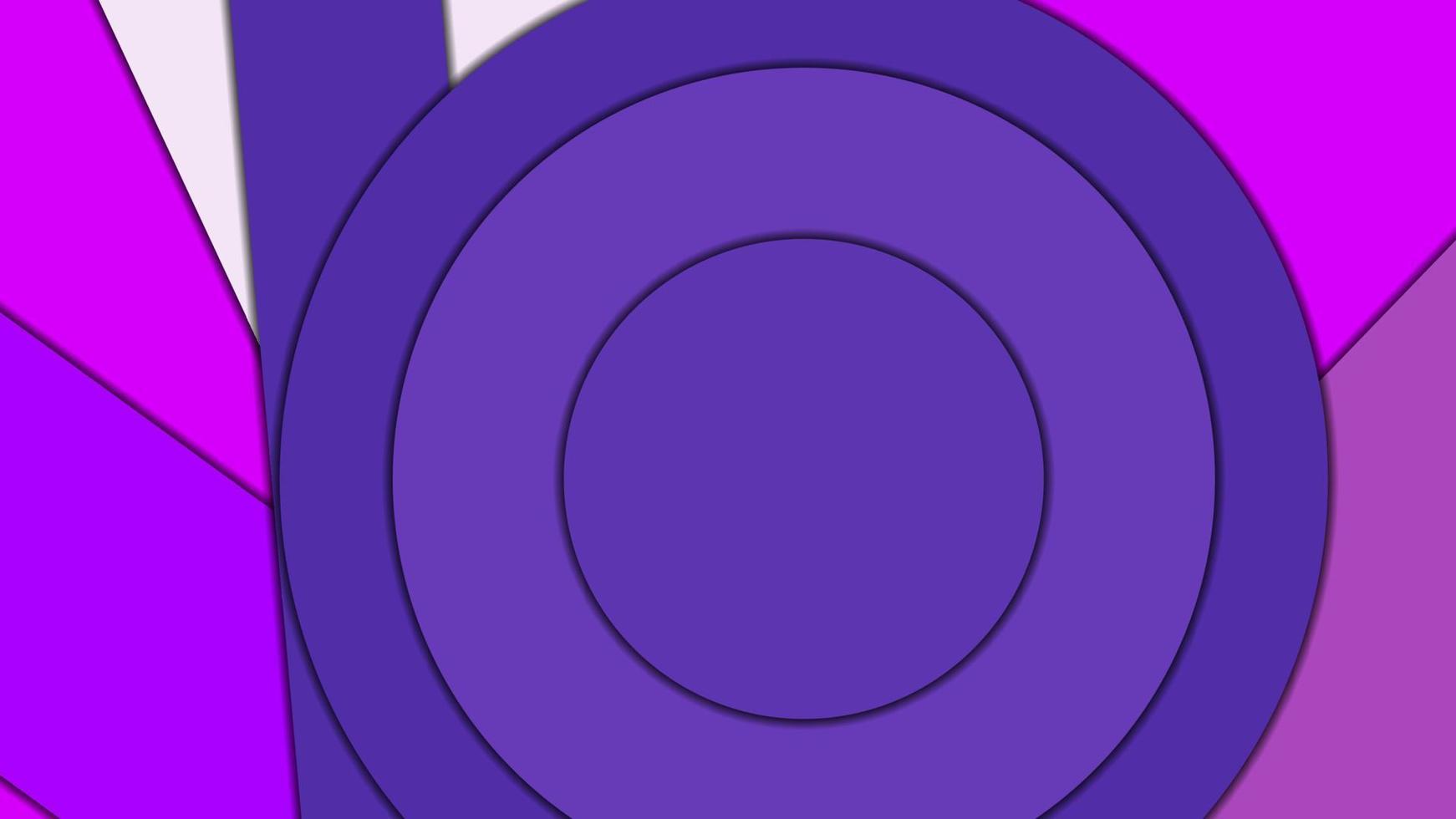 Abstract geometric vector background in Material design style with a limited harmonized palette, with concentric circles and rotated rectangles with shadows, imitating cut paper.