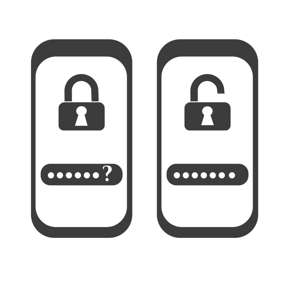 Forgot the password to unlock the phone, to log in. Vector illustration isolated on white background