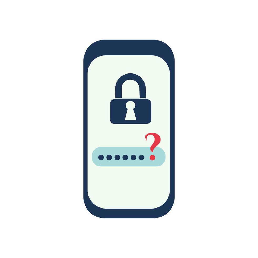 Forgot the password to unlock the phone, to log in. Vector illustration isolated on white background