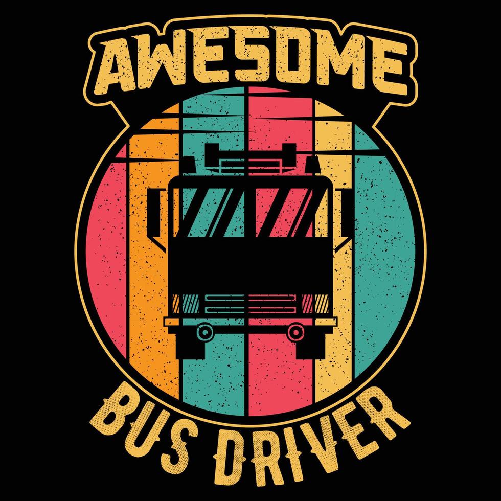 impresionante diseño de camiseta de conductor de autobús y camión, elemento vectorial, ilustración, tipografía gráfica vector