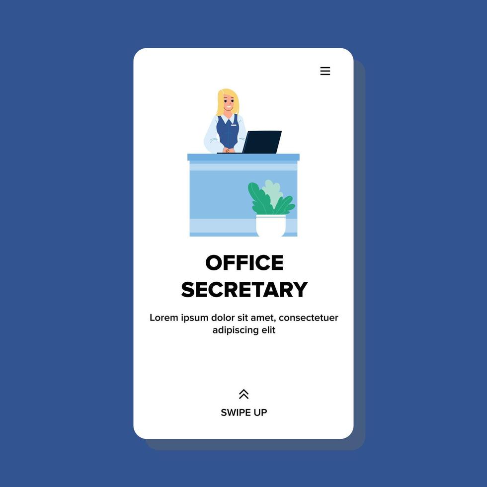 Office Secretary Working At Reception Desk Vector