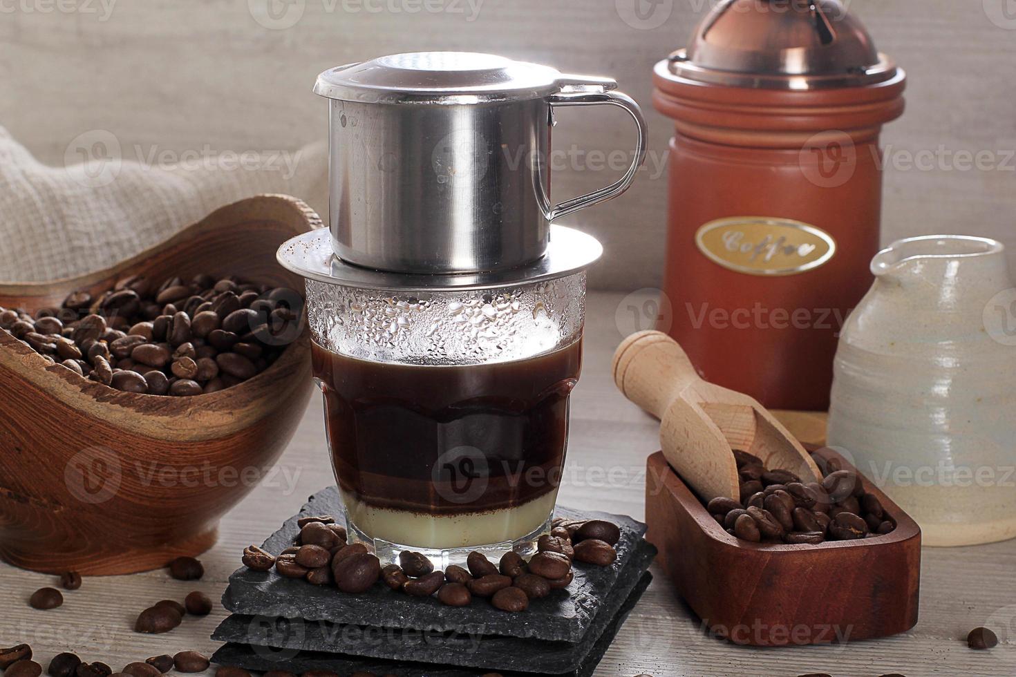 Vienna Coffee or Vietnam Drip with Coffee Bean photo
