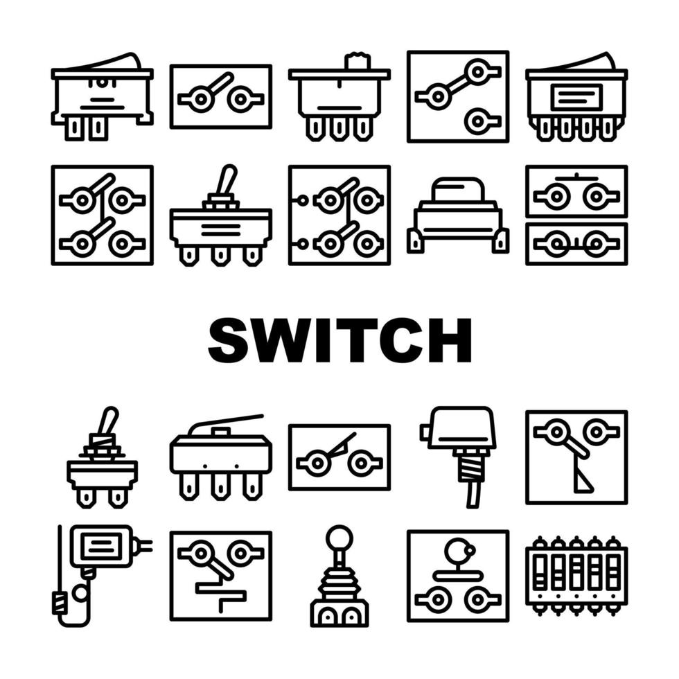 Switch Electricity Accessory Icons Set Vector