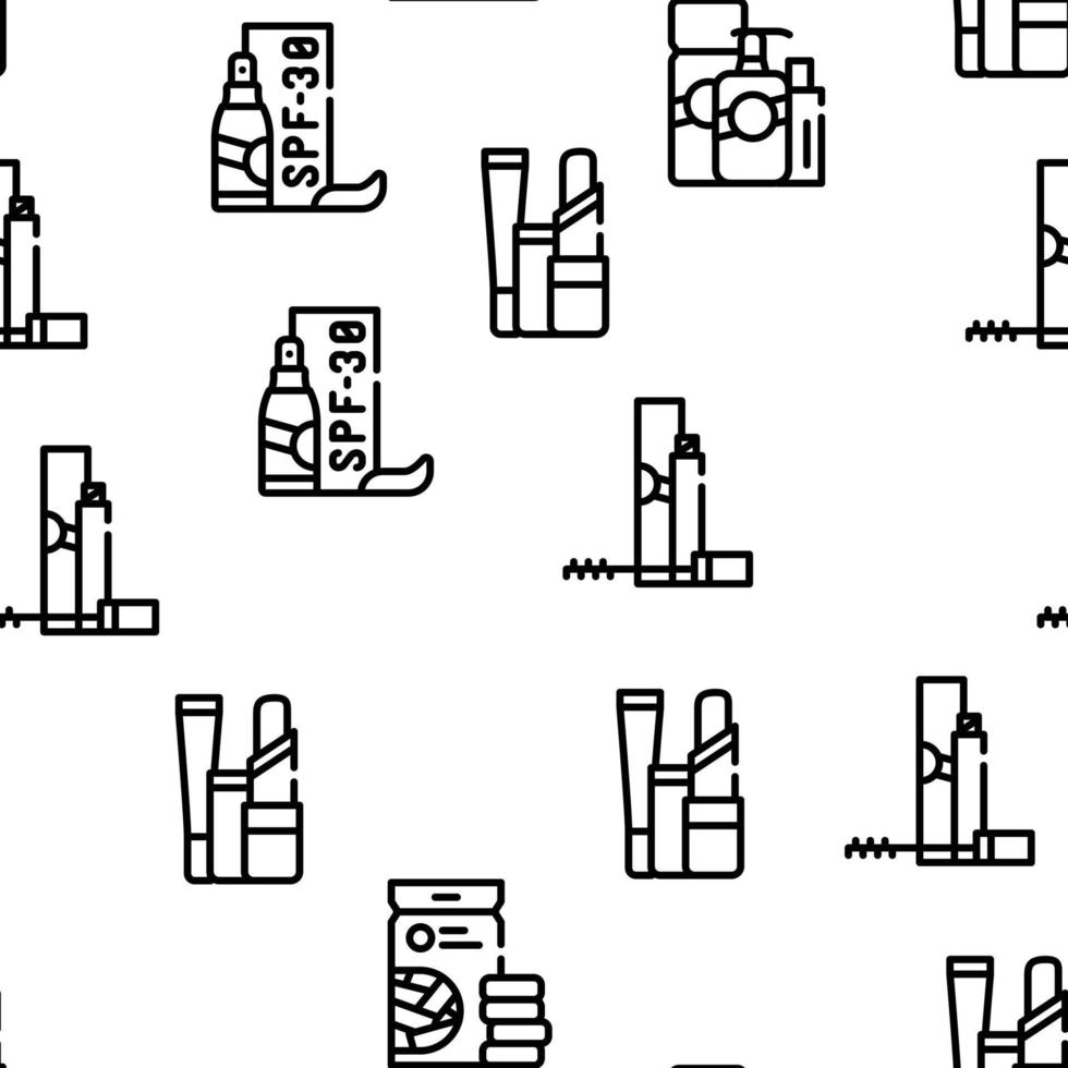 Beauty Products Makeup Vector Seamless Pattern