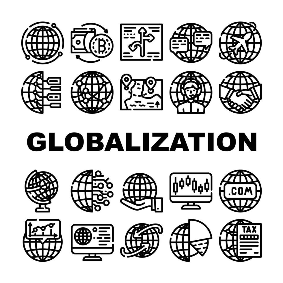 Globalization Worldwide Business Icons Set Vector