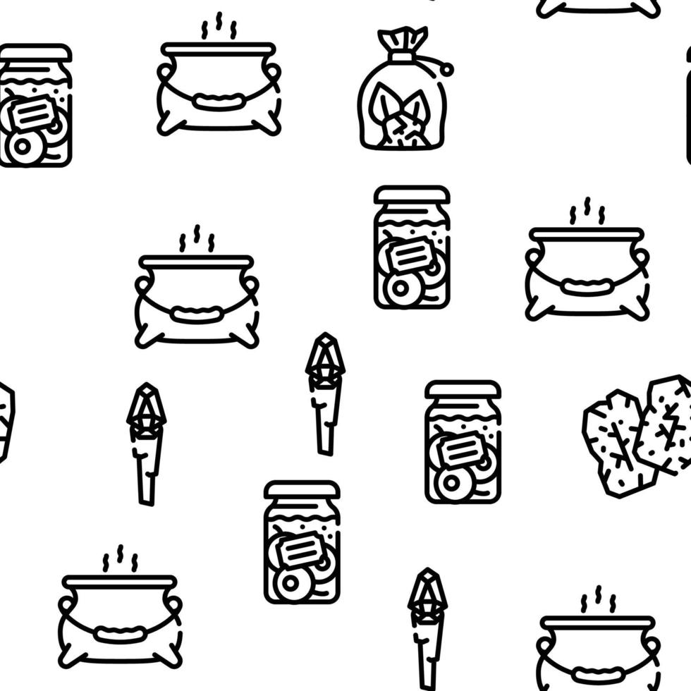 Magic Mystery Objects Vector Seamless Pattern