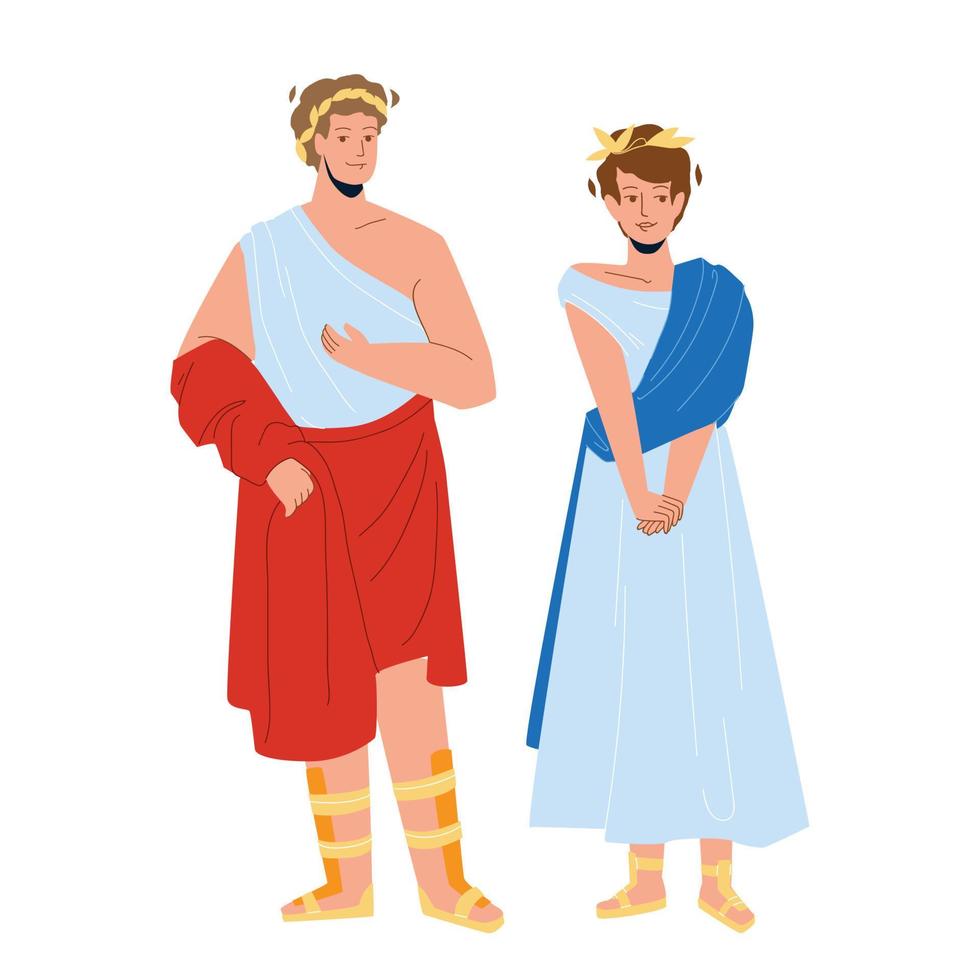 hombre y mujer romanos en vector de ropa tradicional