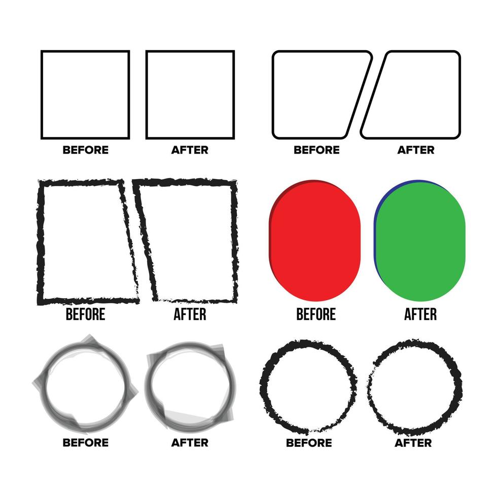 Geometrical Figures Before And After Set Vector