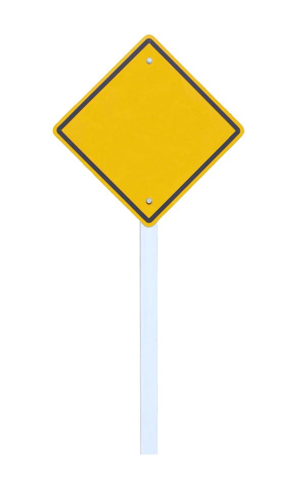 Yellow sign on a white background photo