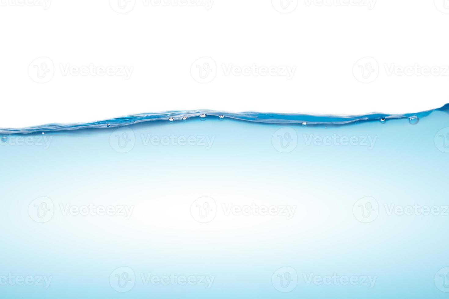 Moving blue water surface and bubbles on a white background photo