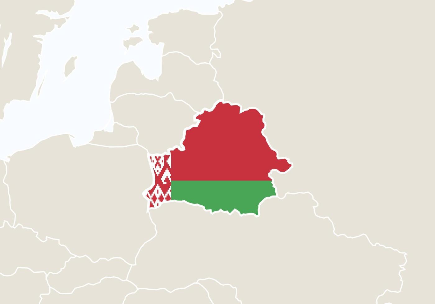 Europe with highlighted Belarus map. vector