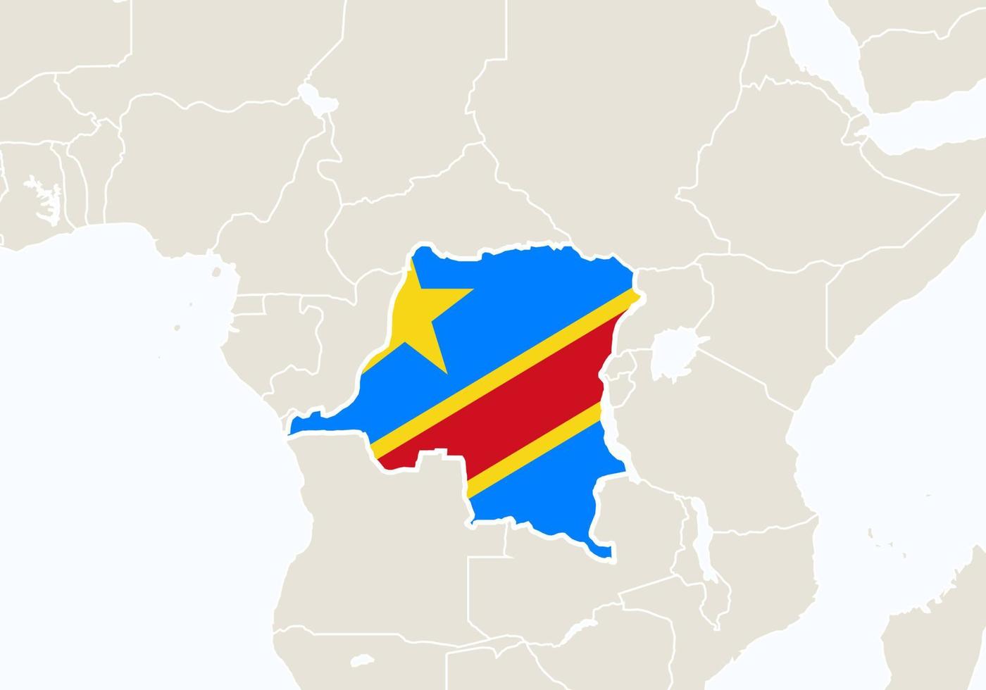 Africa with highlighted Democratic Republic of the Congo map. vector