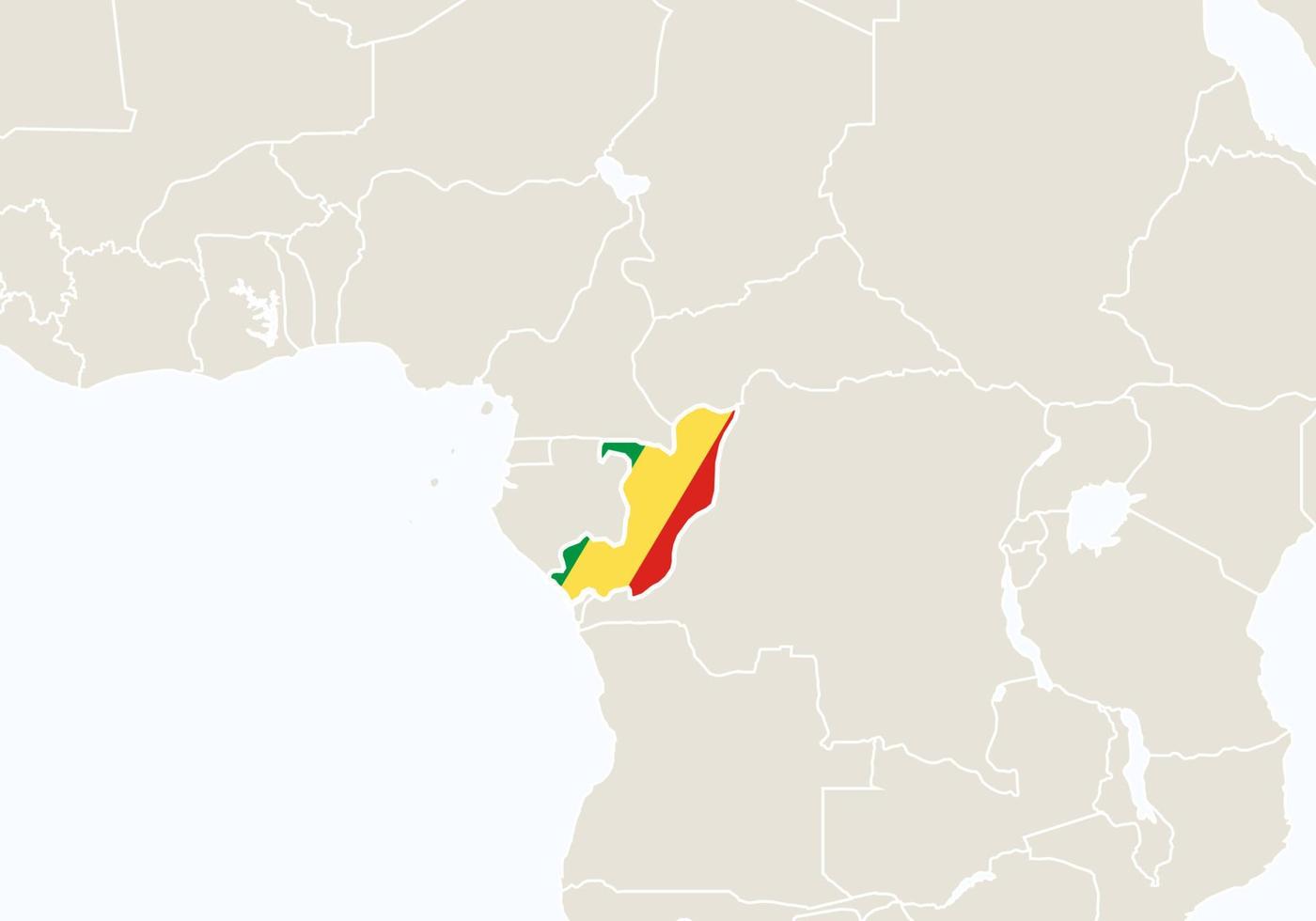 áfrica con mapa de congo resaltado. vector