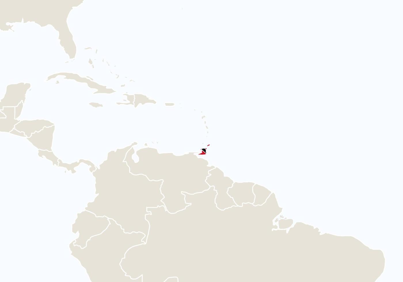South America with highlighted Trinidad and Tobago map. vector