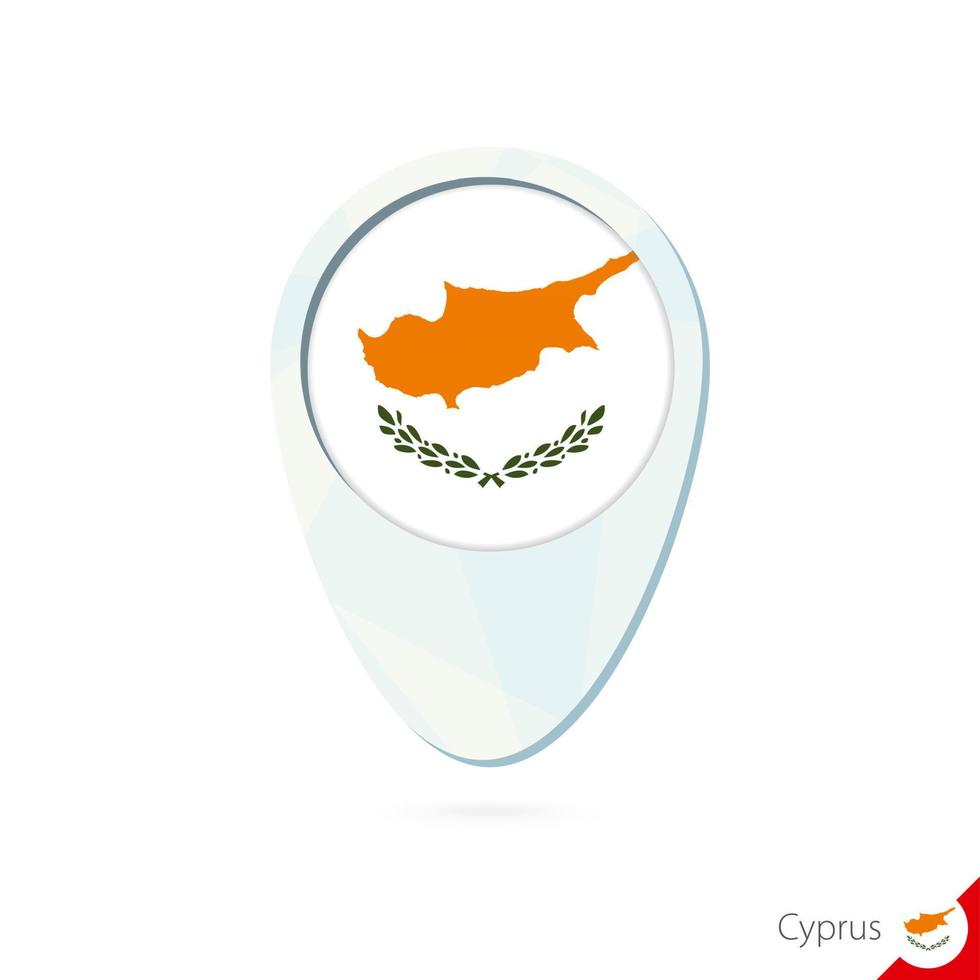 icono de pin de mapa de ubicación de bandera de Chipre sobre fondo blanco. vector