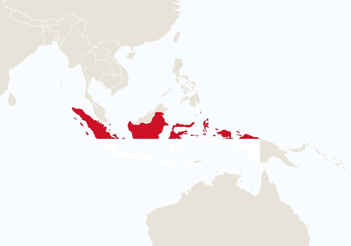 Asia with highlighted Indonesia map. vector