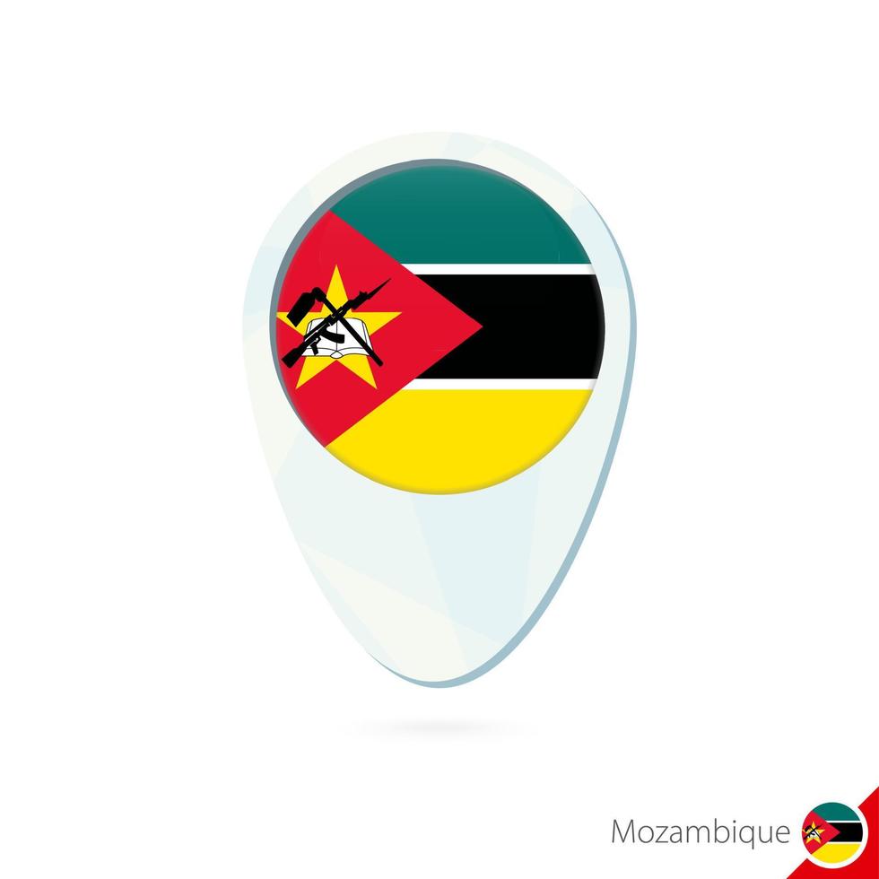Mozambique flag location map pin icon on white background. vector