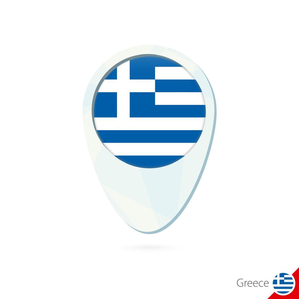 Grecia bandera ubicación mapa pin icono sobre fondo blanco. vector