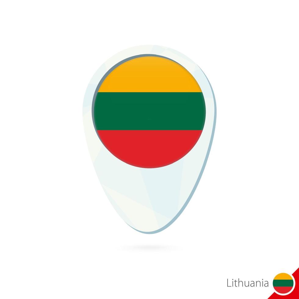 Lithuania flag location map pin icon on white background. vector