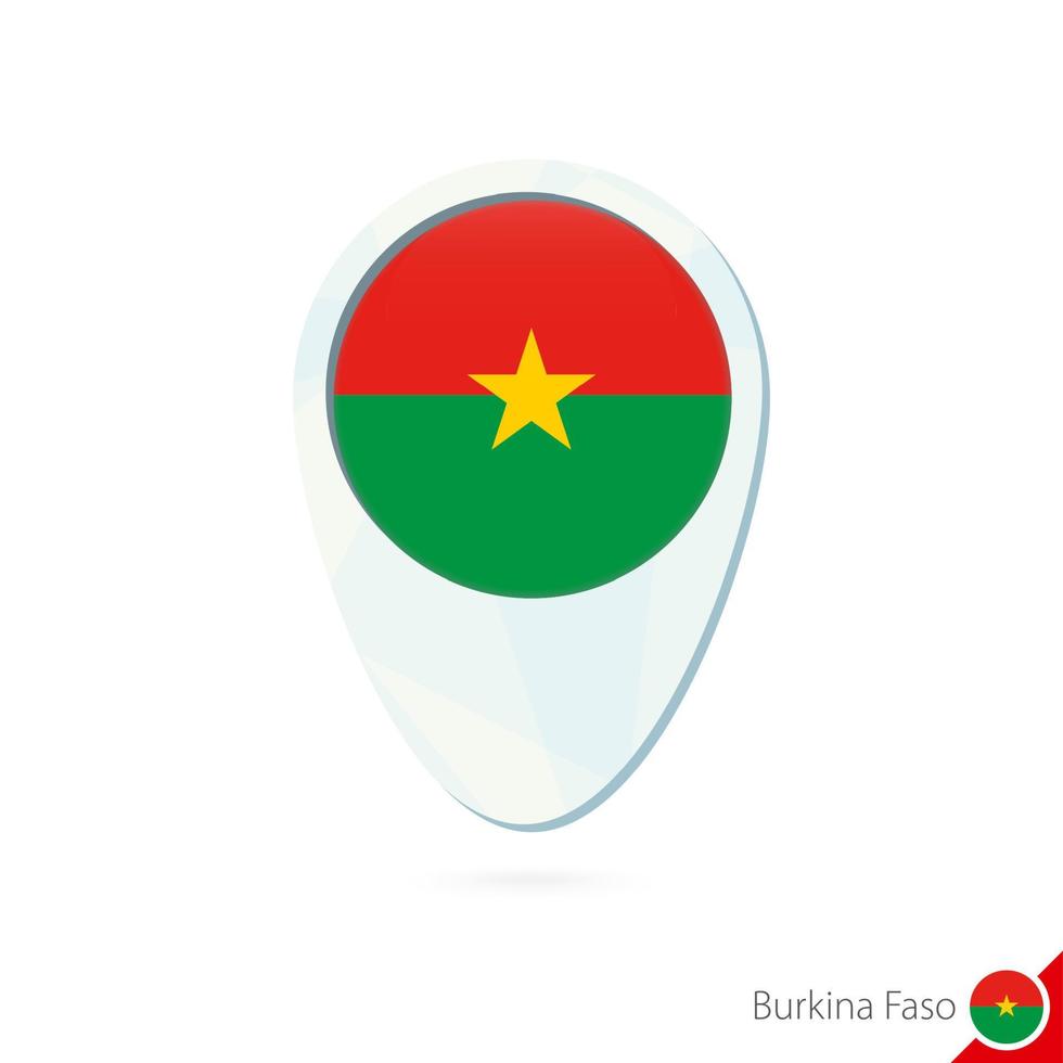 Burkina Faso flag location map pin icon on white background. vector
