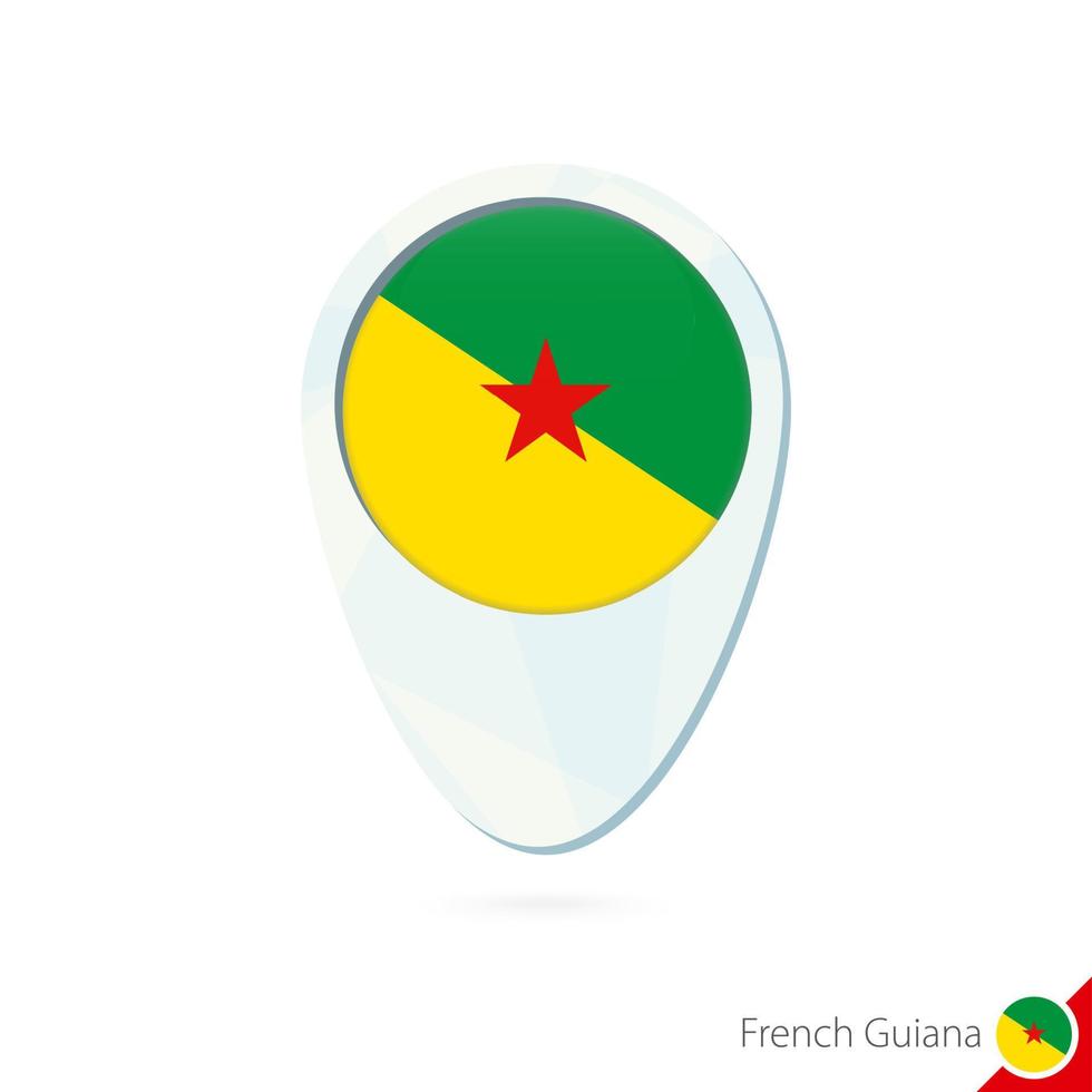 French Guiana flag location map pin icon on white background. vector