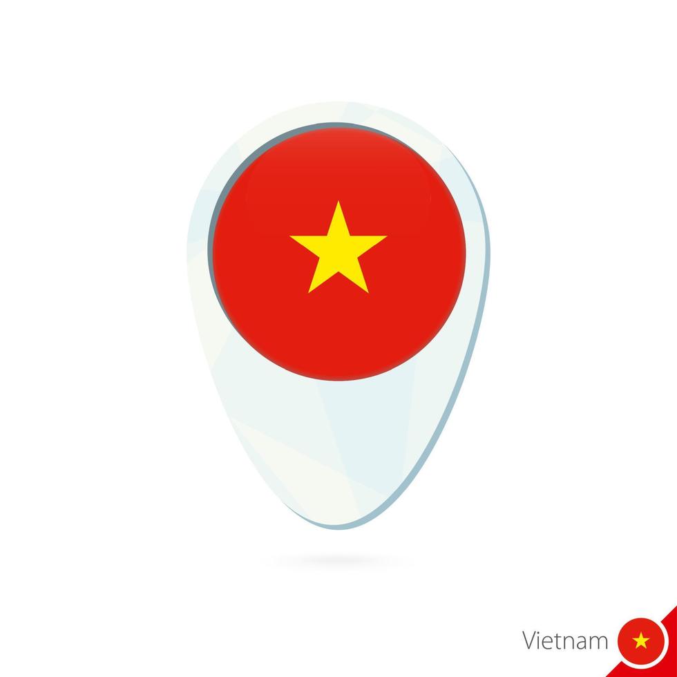 Icono de pin de mapa de ubicación de bandera de vietnam sobre fondo blanco. vector