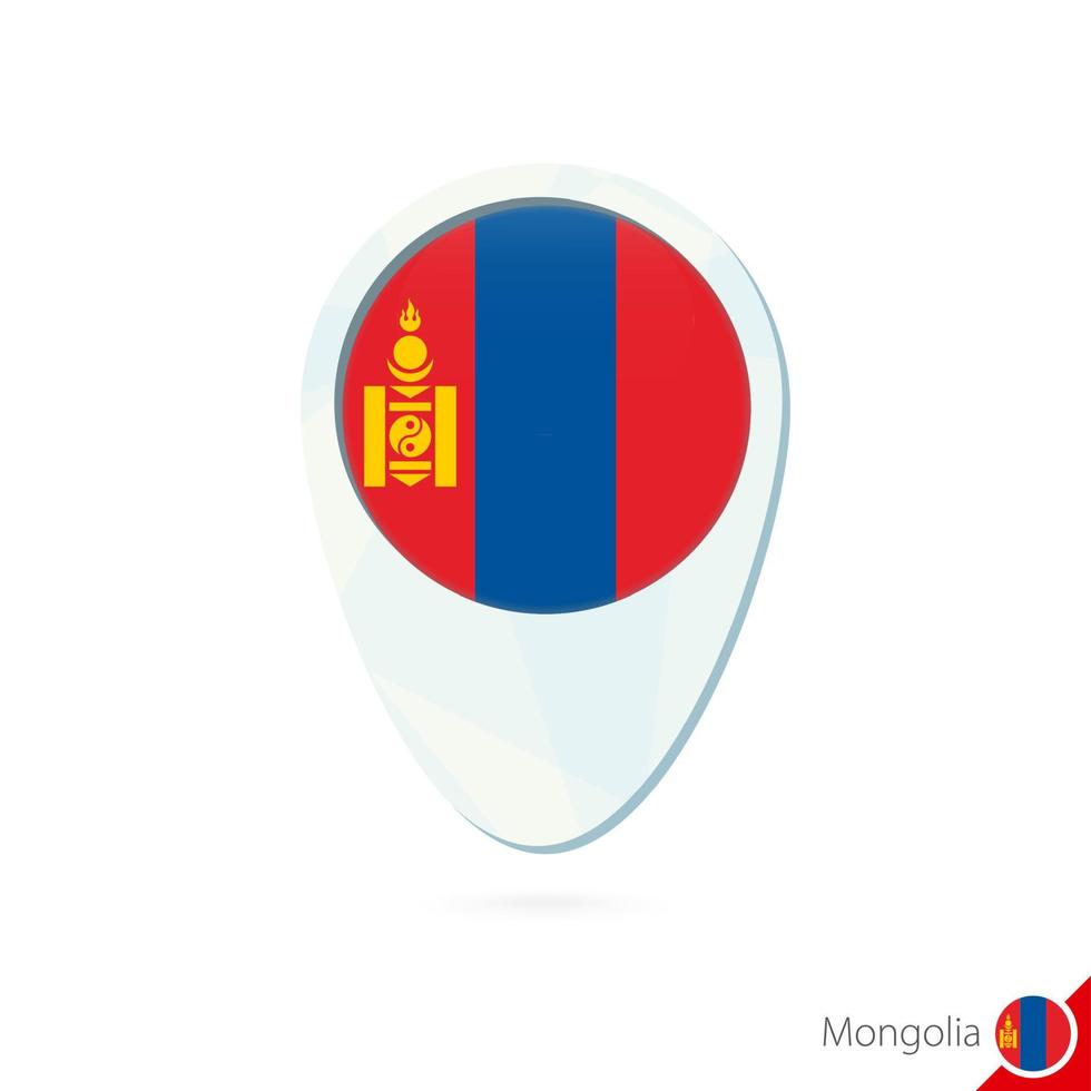 icono de pin de mapa de ubicación de bandera de mongolia sobre fondo blanco. vector