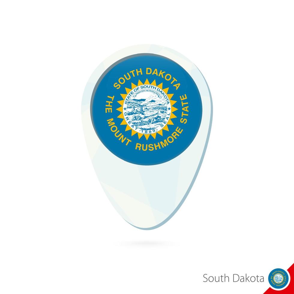 USA State South Dakota flag location map pin icon on white background. vector
