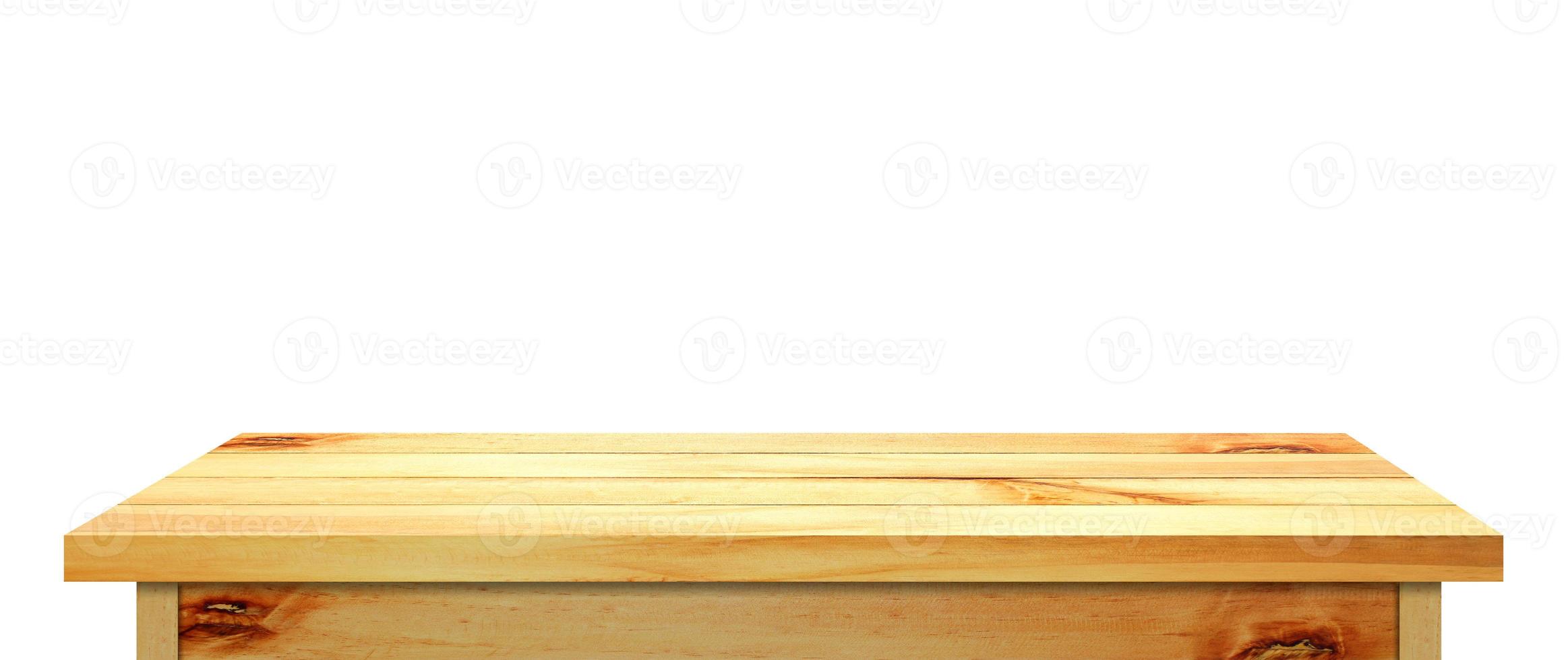 wooden table isolated on white background with clipping path photo