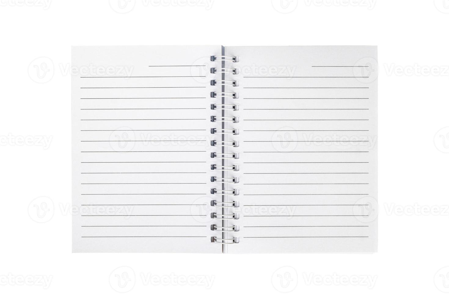 white notebook isolated on white background photo