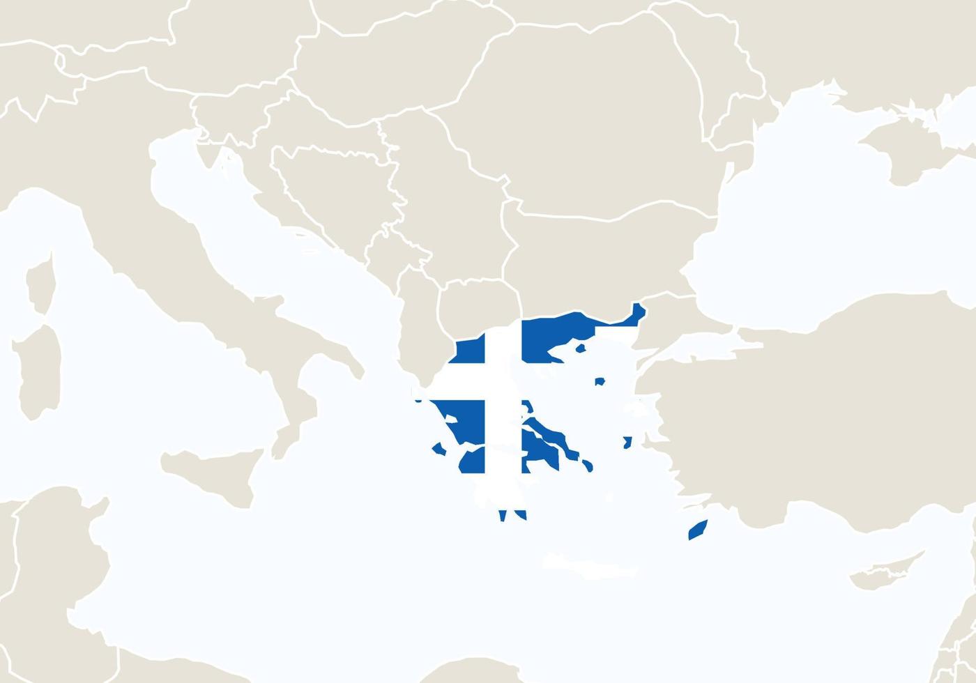 Europe with highlighted Greece map. vector