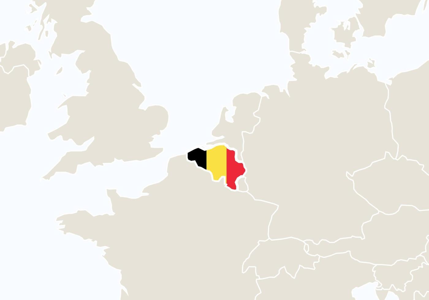 Europe with highlighted Belgium map. vector