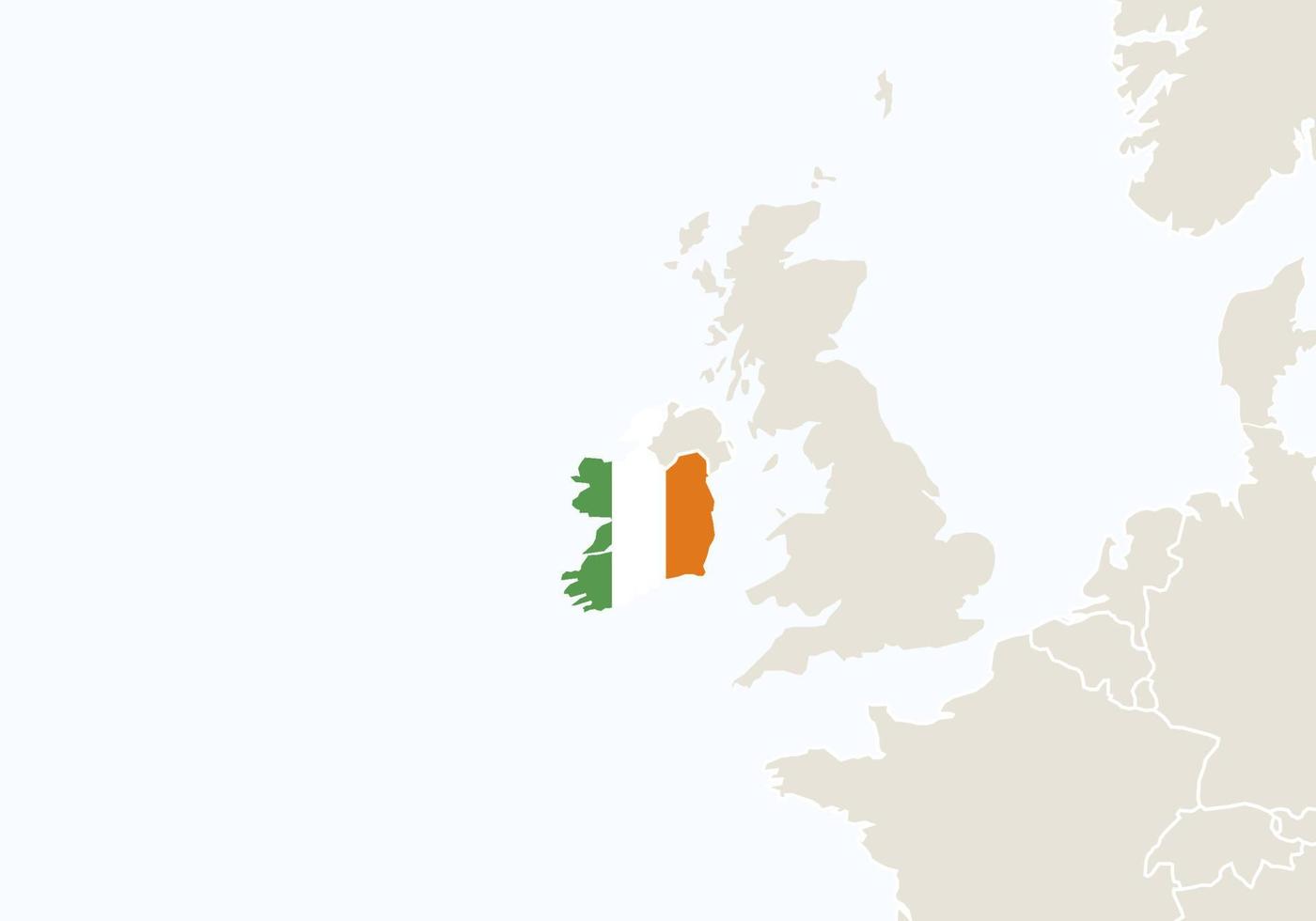 Europe with highlighted Ireland map. vector