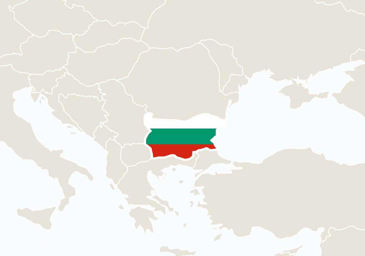 europa con mapa de bulgaria resaltado. vector