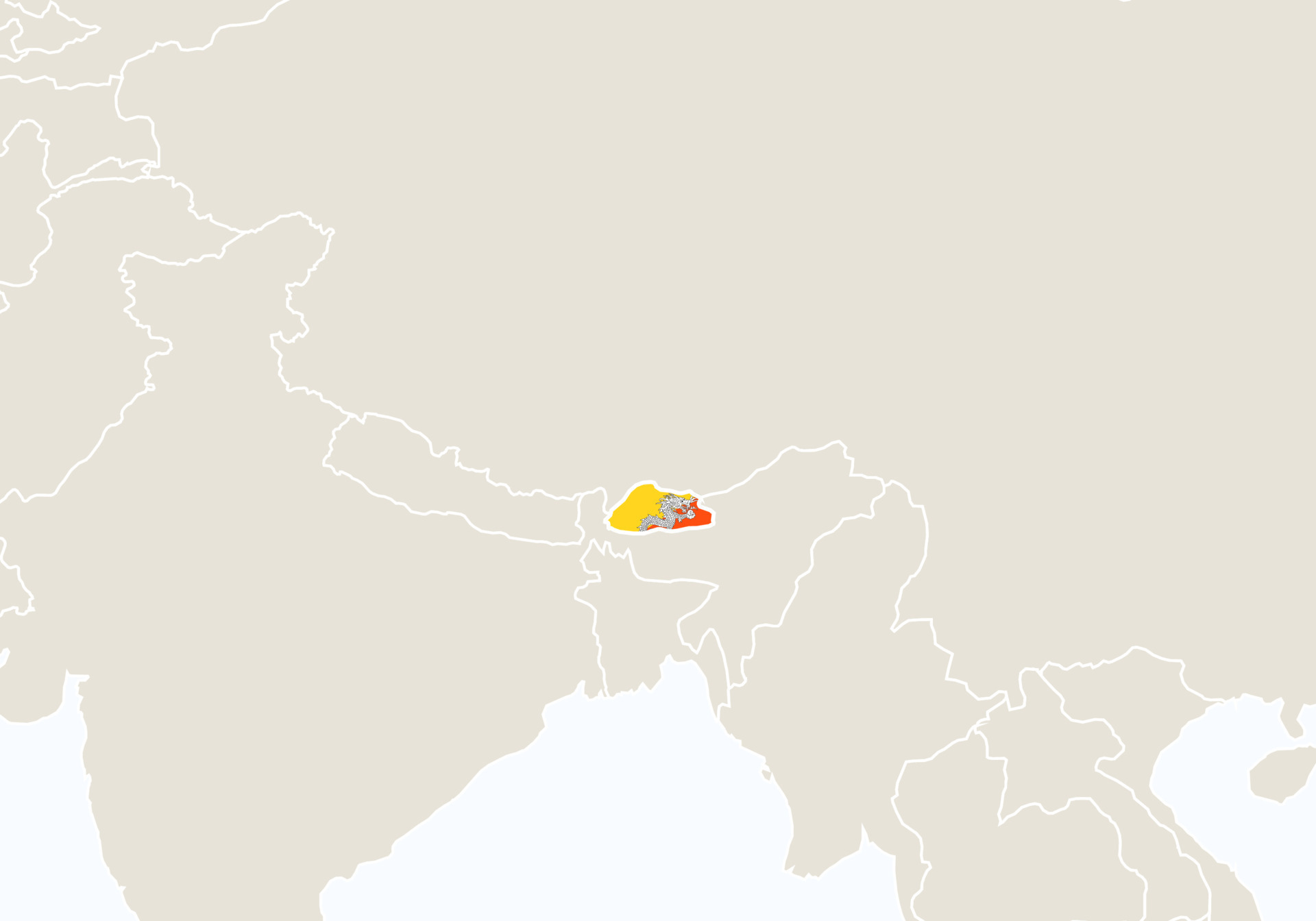Bhutan On Asia Map Asia With Highlighted Bhutan Map. 8092404 Vector Art At Vecteezy