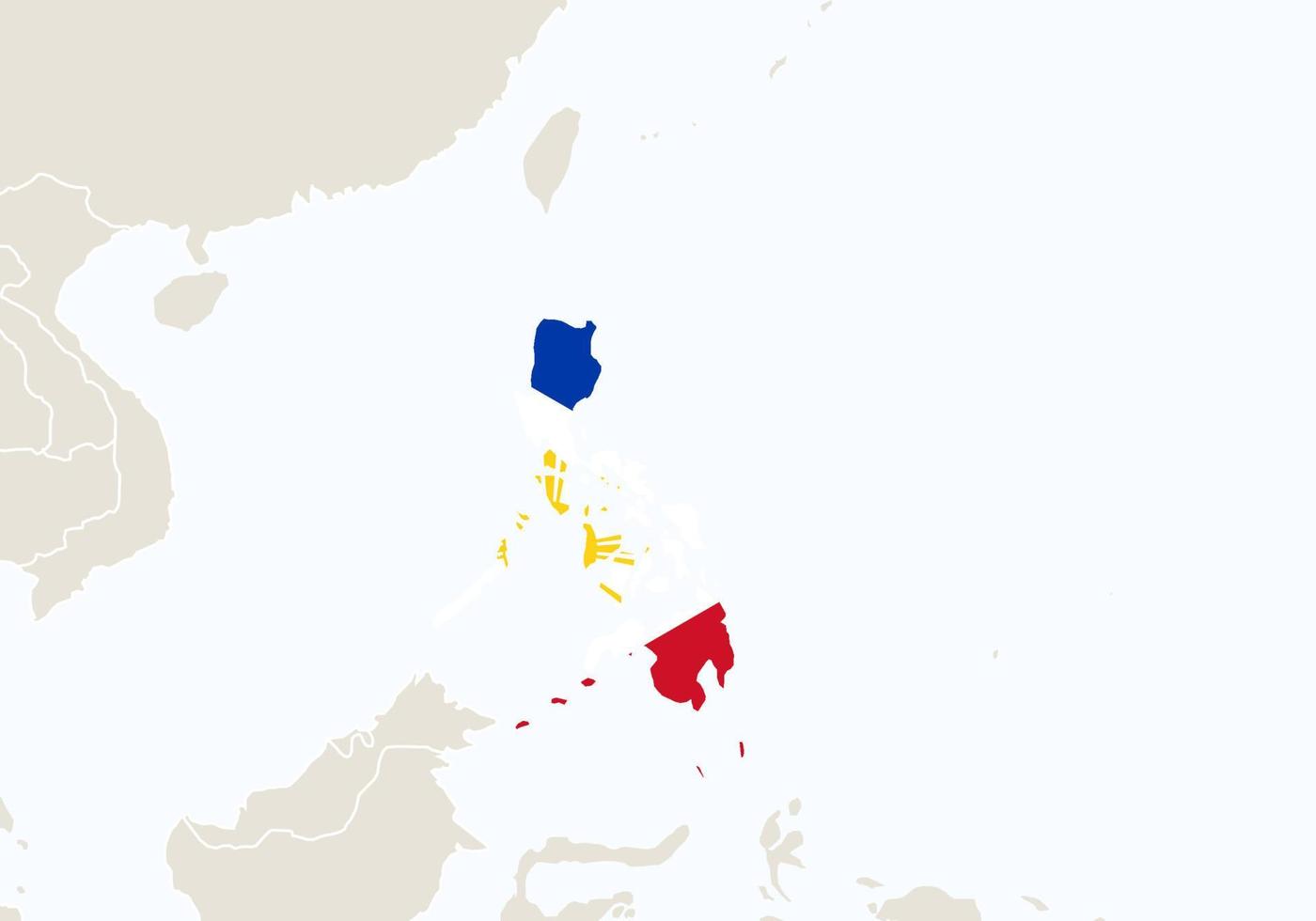 Asia with highlighted Philippines map. vector