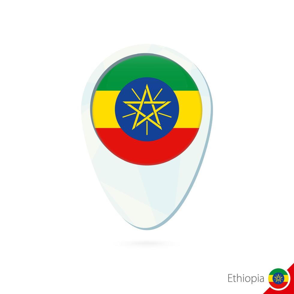 Ethiopia flag location map pin icon on white background. vector