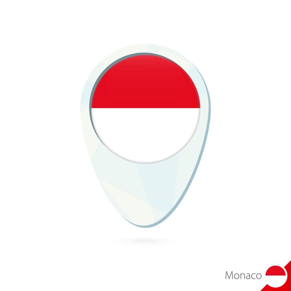 Monaco flag location map pin icon on white background. vector