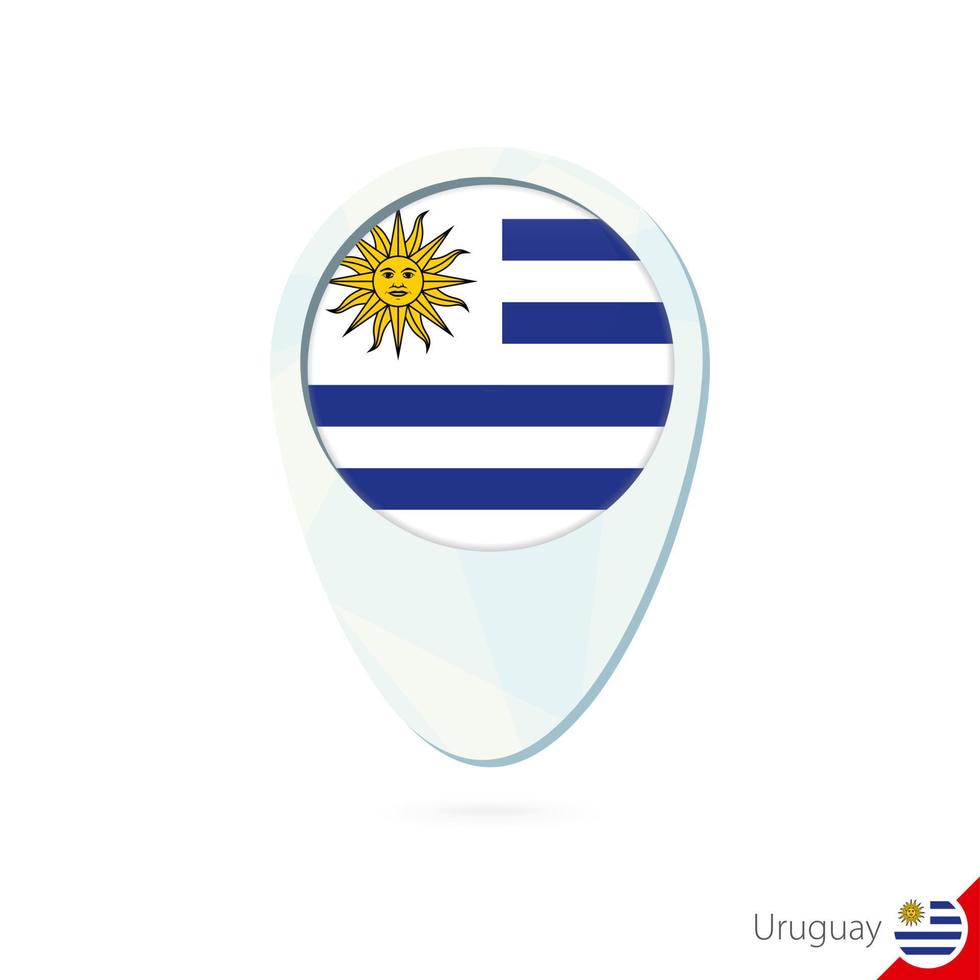 Uruguay flag location map pin icon on white background. vector