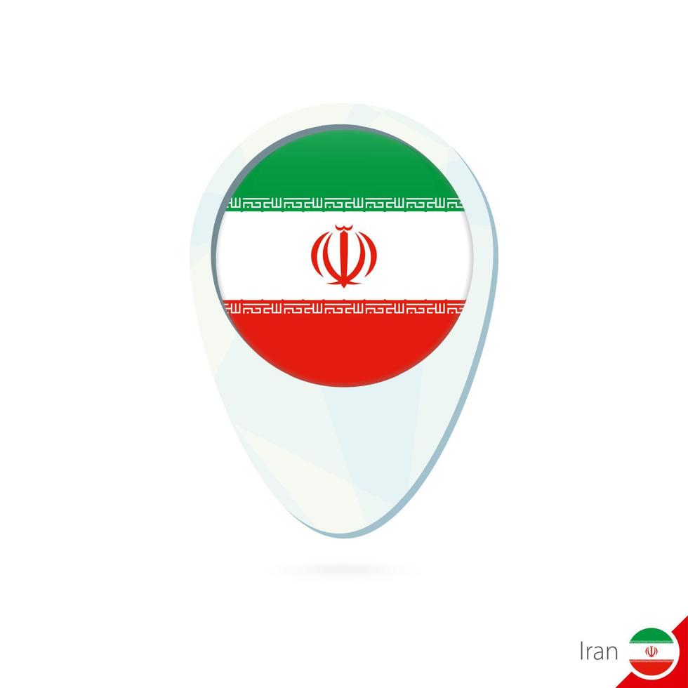 Iran flag location map pin icon on white background. vector