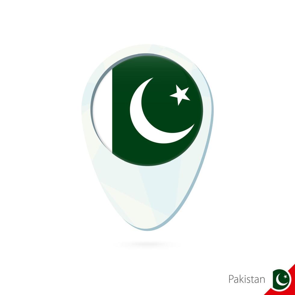 Pakistan flag location map pin icon on white background. vector