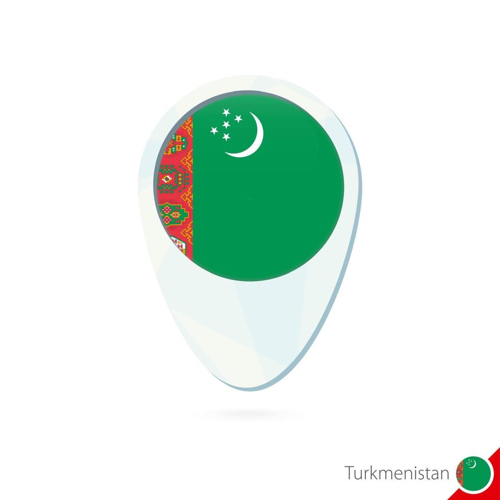 Turkmenistan flag location map pin icon on white background. vector