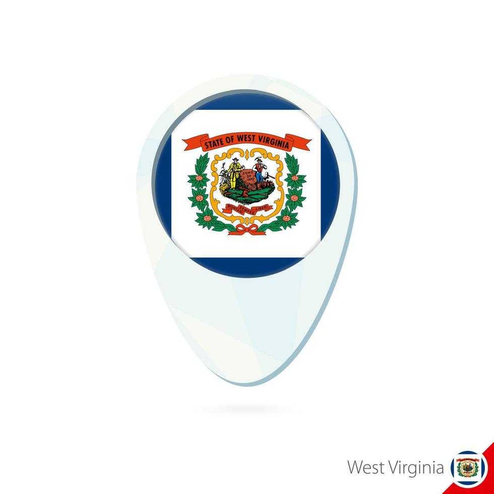 USA State West Virginia flag location map pin icon on white background. vector