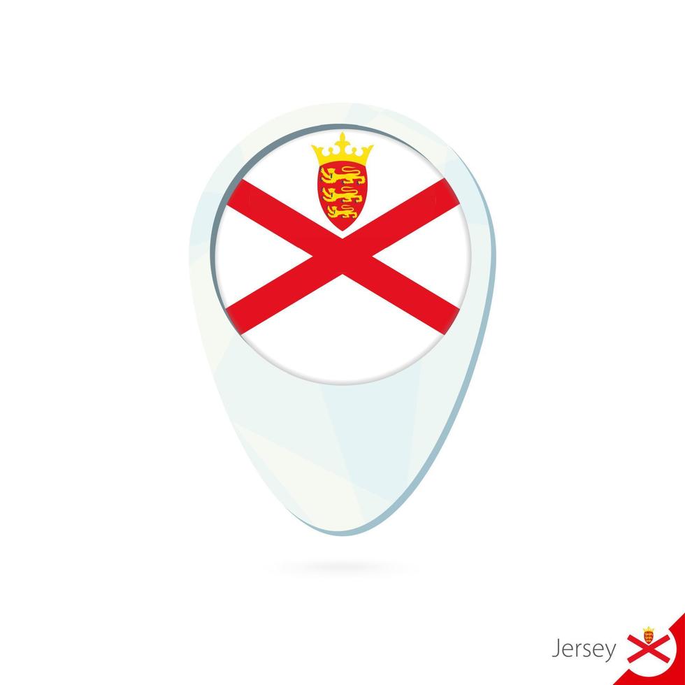 icono de pin de mapa de ubicación de bandera de jersey sobre fondo blanco. vector