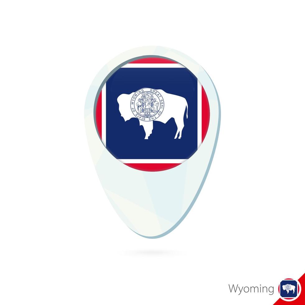 USA State Wyoming flag location map pin icon on white background. vector