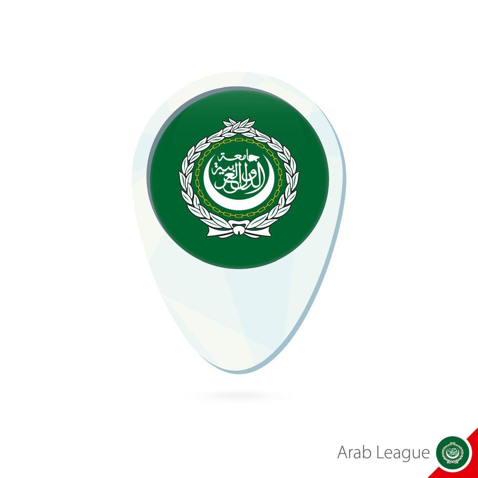 Arab League flag location map pin icon on white background. vector